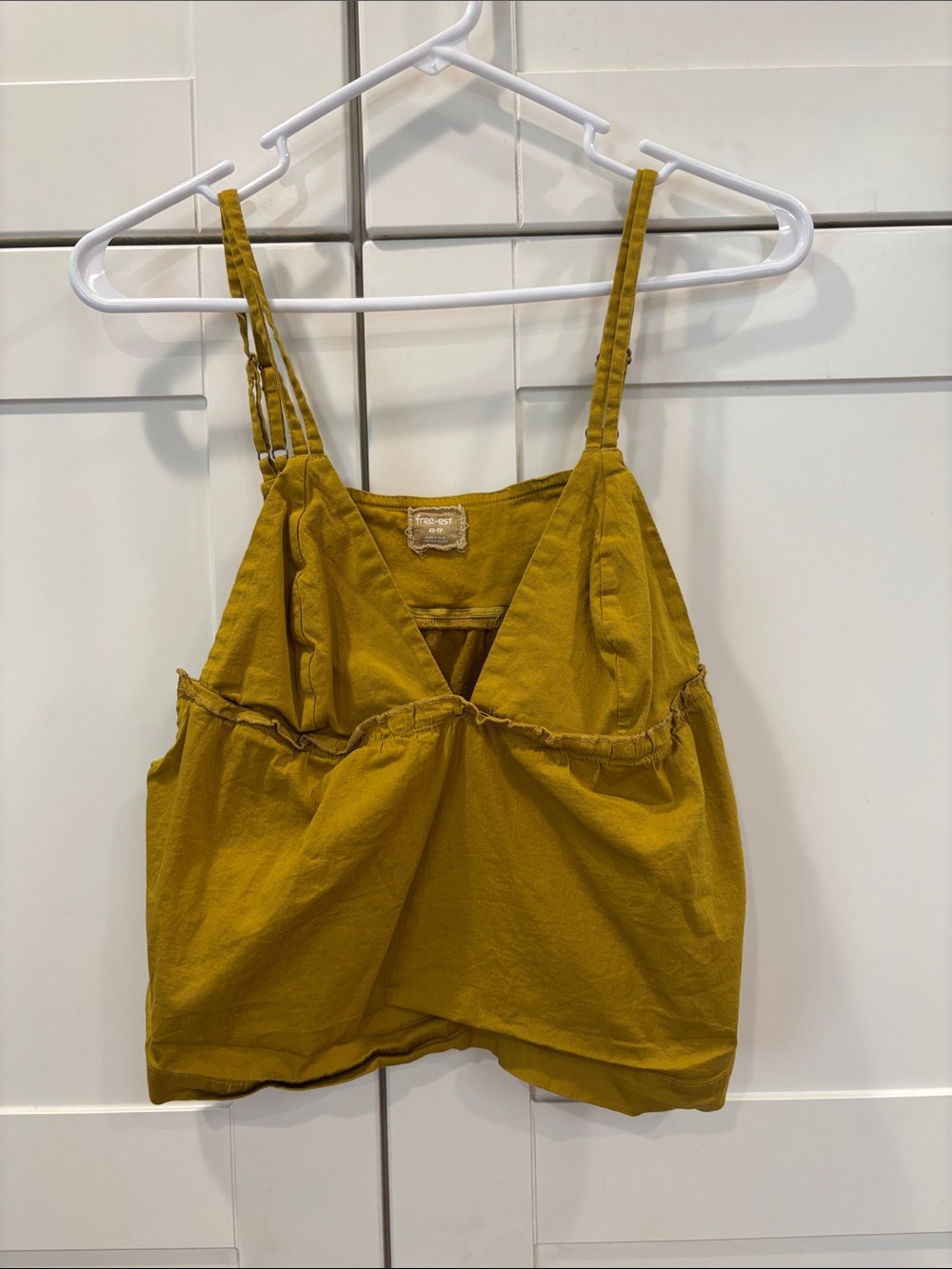 Free People Olive Mustard V-Neck Cropped Cami